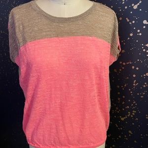 Madewell, pink and cream top, extra small, fits oversized, cotton, color blocked